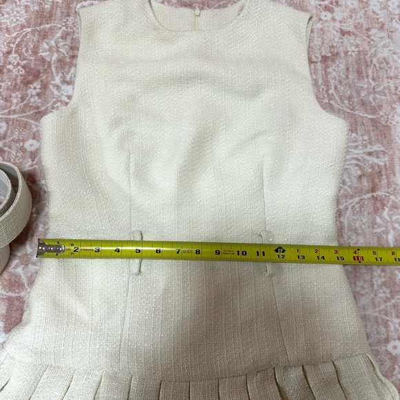 NWT Commense Tweed Pleated Cream Dress - Picture 7 of 14